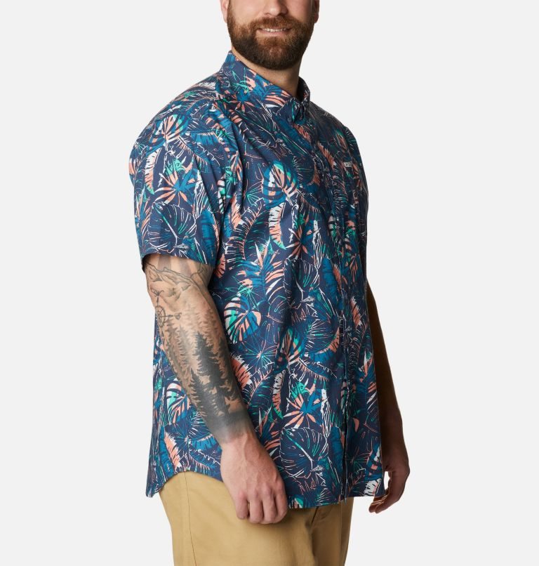 Men's Columbia Rapid Rivers Printed Short Sleeve Shirts Navy | Plus Size CA-F415C